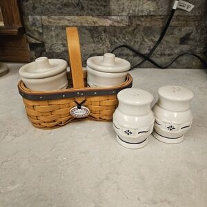 Longaberger Basket with Cream Accessories